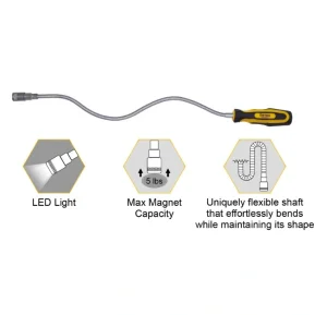 Flexible Magnetic Pick Up Tool with Light